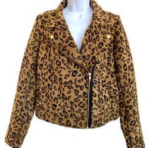 Leith Leopard/Cheetah Moto Bomber Soft Jacket Sz M #02